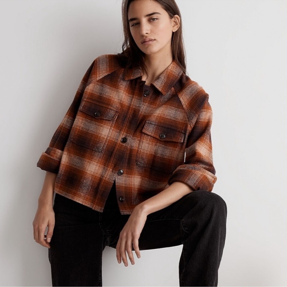 Madewell Plaid Jacket in Brown and Black